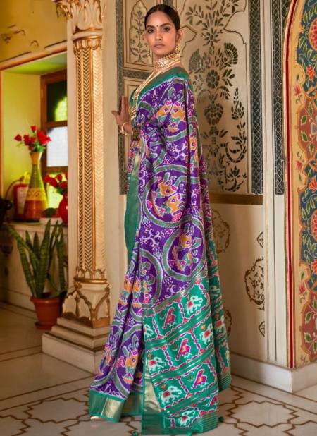 Purple Colour Maharani Rewaa New Latest Designer Printed Ethnic Wear Patola Silk Saree Collection 525 G